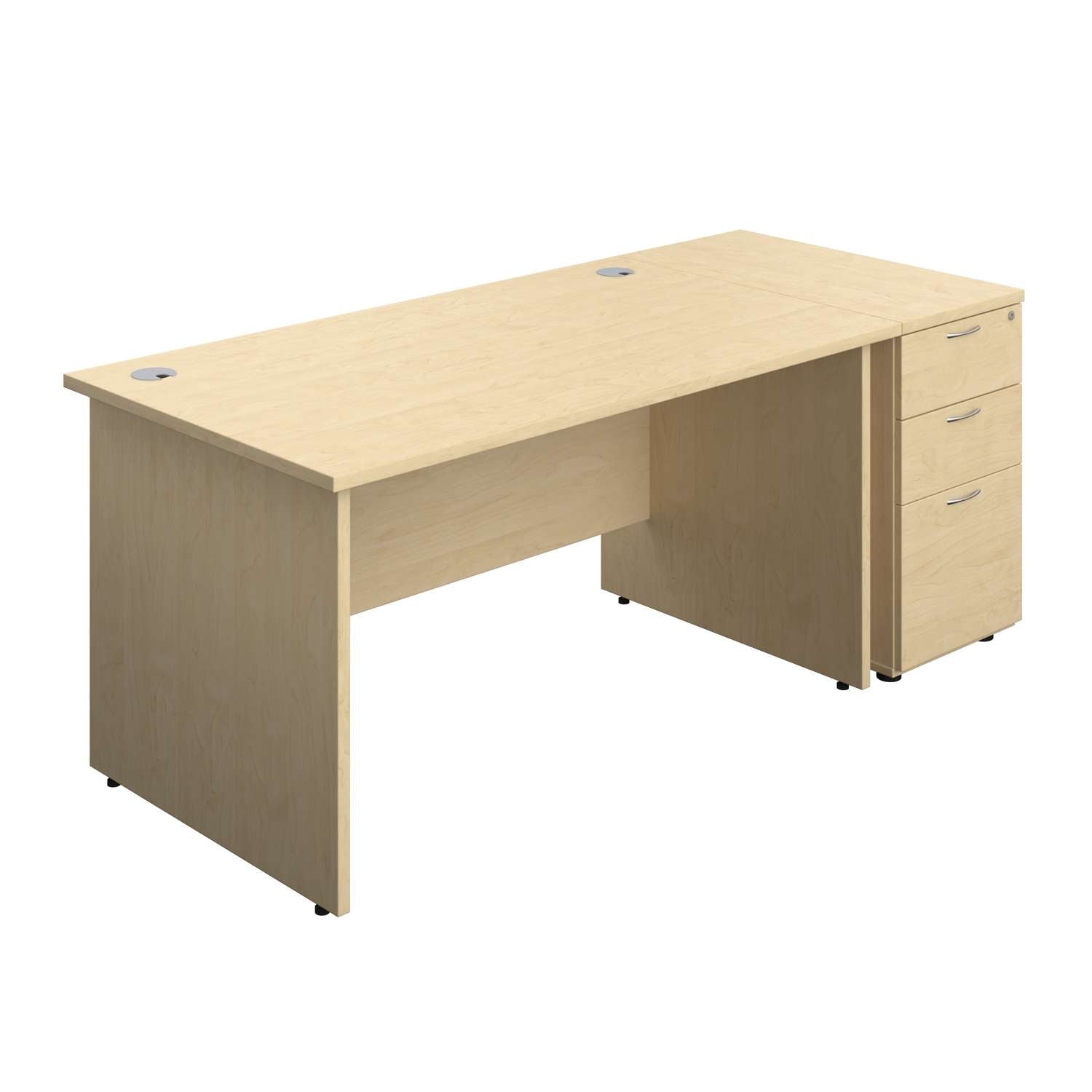 Panel Rectangular Desk + 3 Drawer Desk High Pedestal Bundle (FSC)