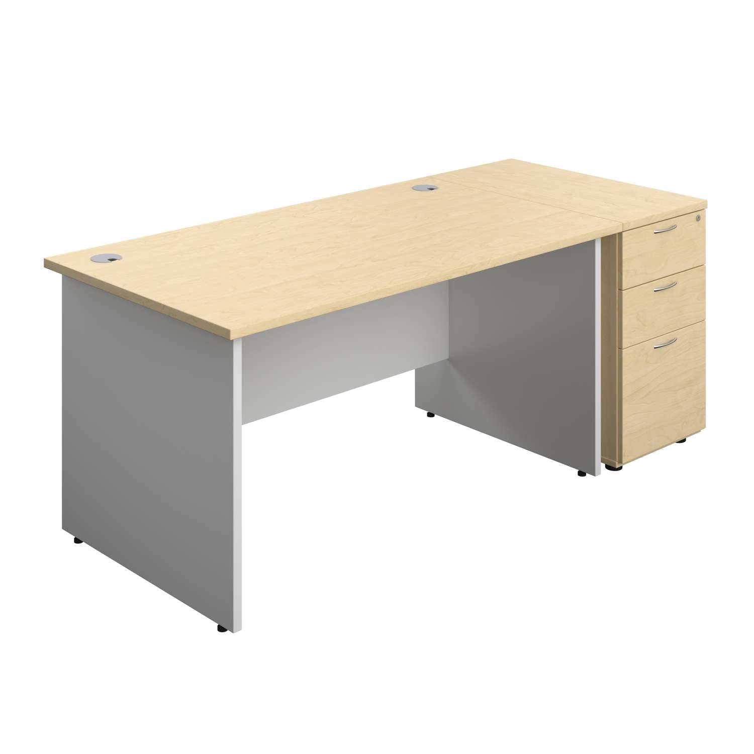 Panel Plus Rectangular Desk + Matching 3 Drawer Desk High Pedestal Bundle (FSC)