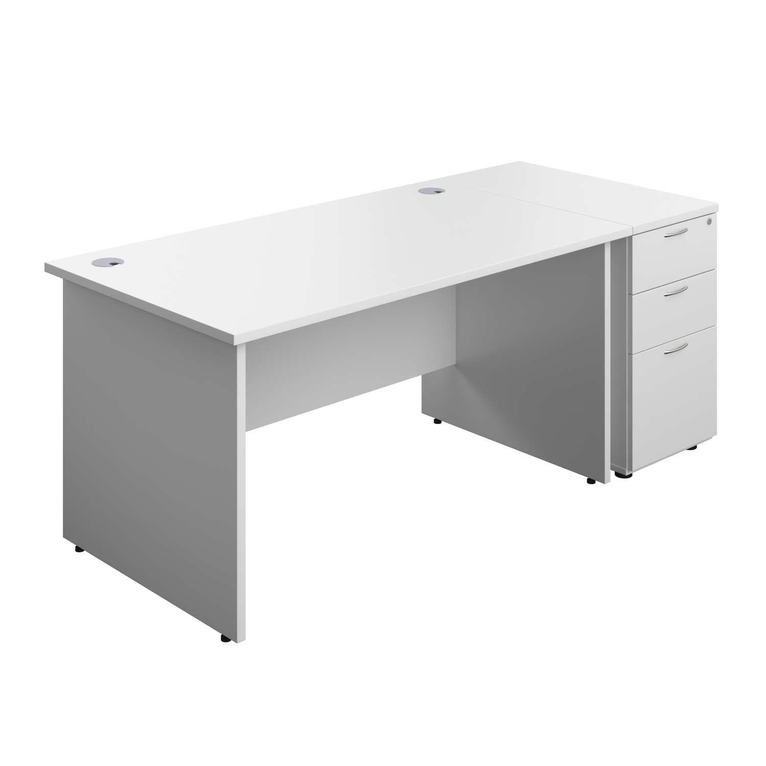 Panel Rectangular Desk + 3 Drawer Desk High Pedestal Bundle (FSC)