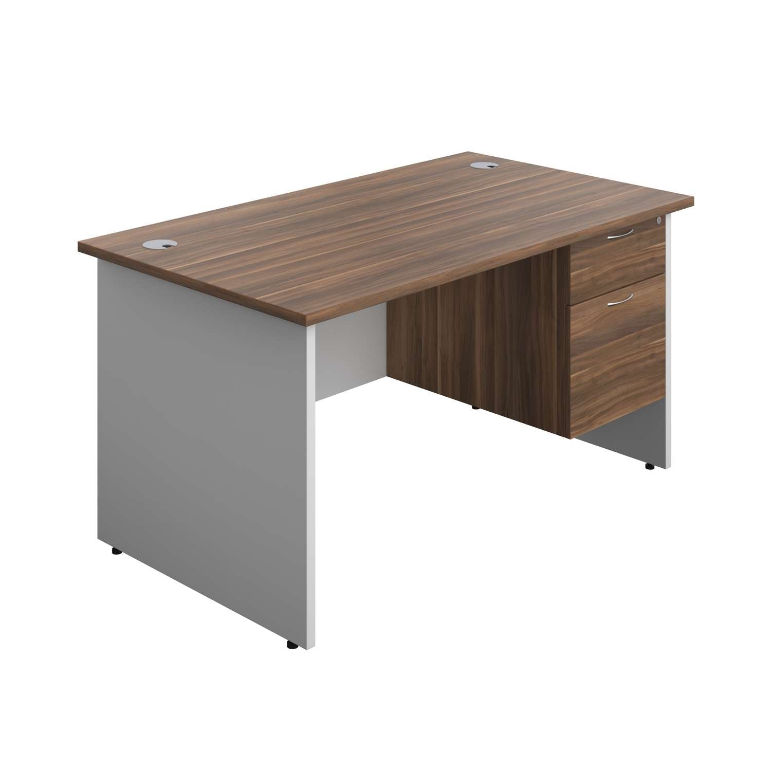 Panel Plus Rectangular Desk + 2 Drawer Fixed Pedestal Bundle (FSC)