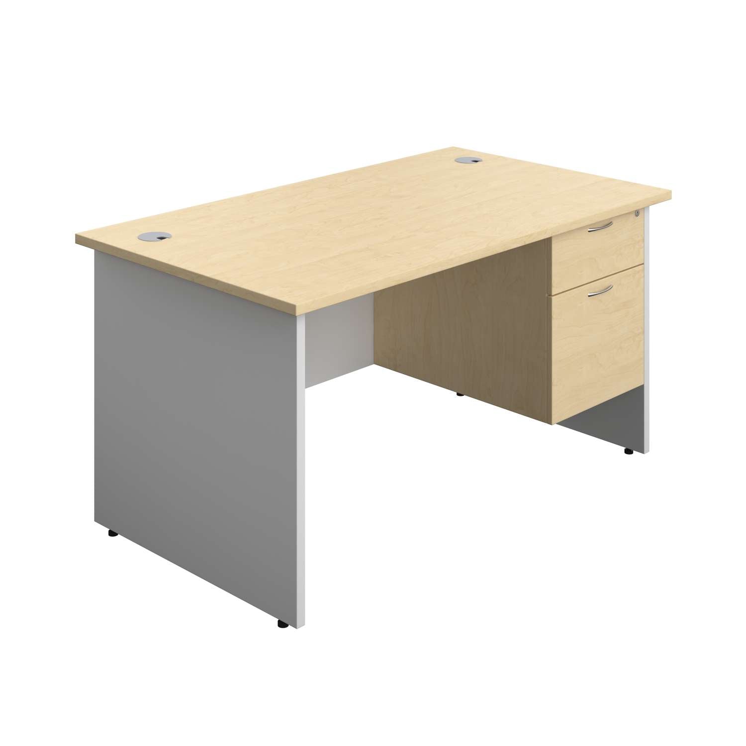 Panel Plus Rectangular Desk + 2 Drawer Fixed Pedestal Bundle (FSC)