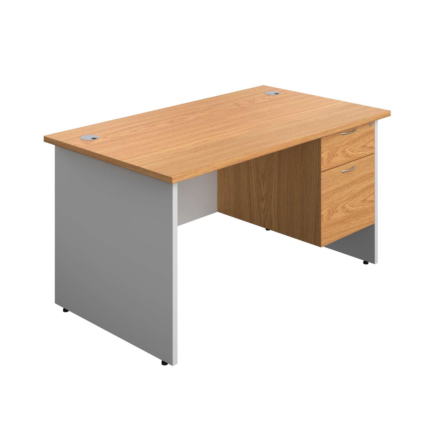 Panel Plus Rectangular Desk + 2 Drawer Fixed Pedestal Bundle (FSC)