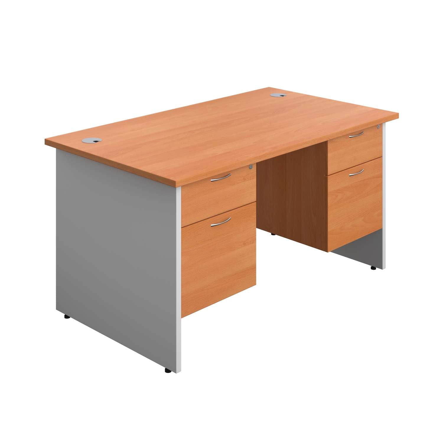 Panel Plus Rectangular Desk + 2 X 2 Drawer Fixed Pedestal Bundle (FSC)