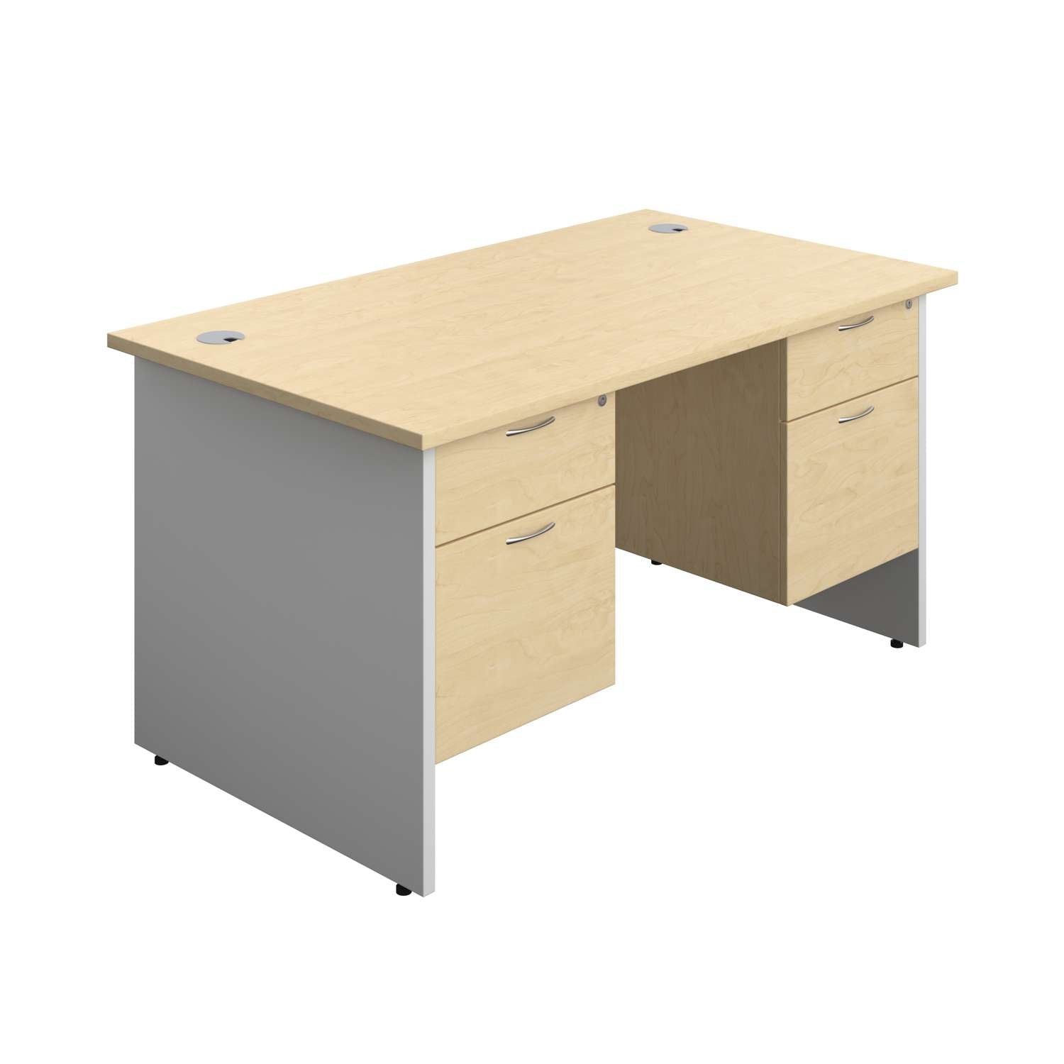 Panel Plus Rectangular Desk + 2 X 2 Drawer Fixed Pedestal Bundle (FSC)