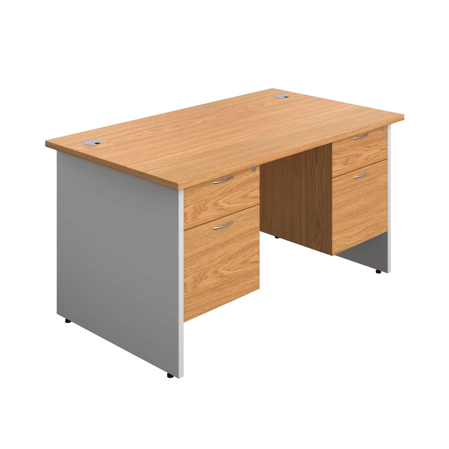 Panel Plus Rectangular Desk + 2 X 2 Drawer Fixed Pedestal Bundle (FSC)