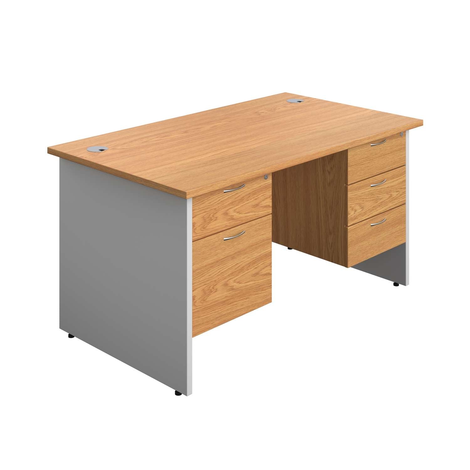 Panel Plus Rectangular Desk + 2 & 3 Drawer Fixed Pedestal Bundle (FSC)