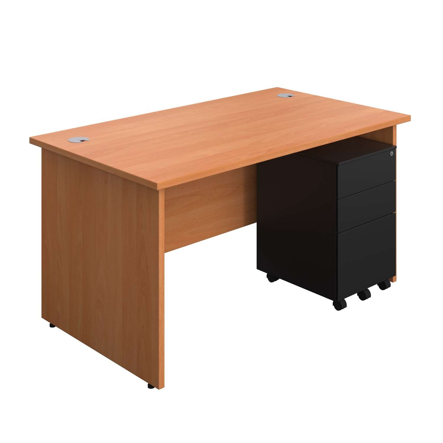 Panel Rectangular Desk + 3 Drawer Steel Pedestal Bundle (FSC)