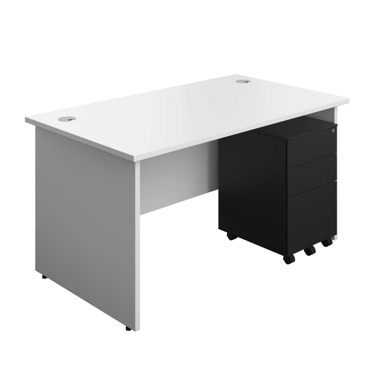 Panel Rectangular Desk + 3 Drawer Steel Pedestal Bundle (FSC)