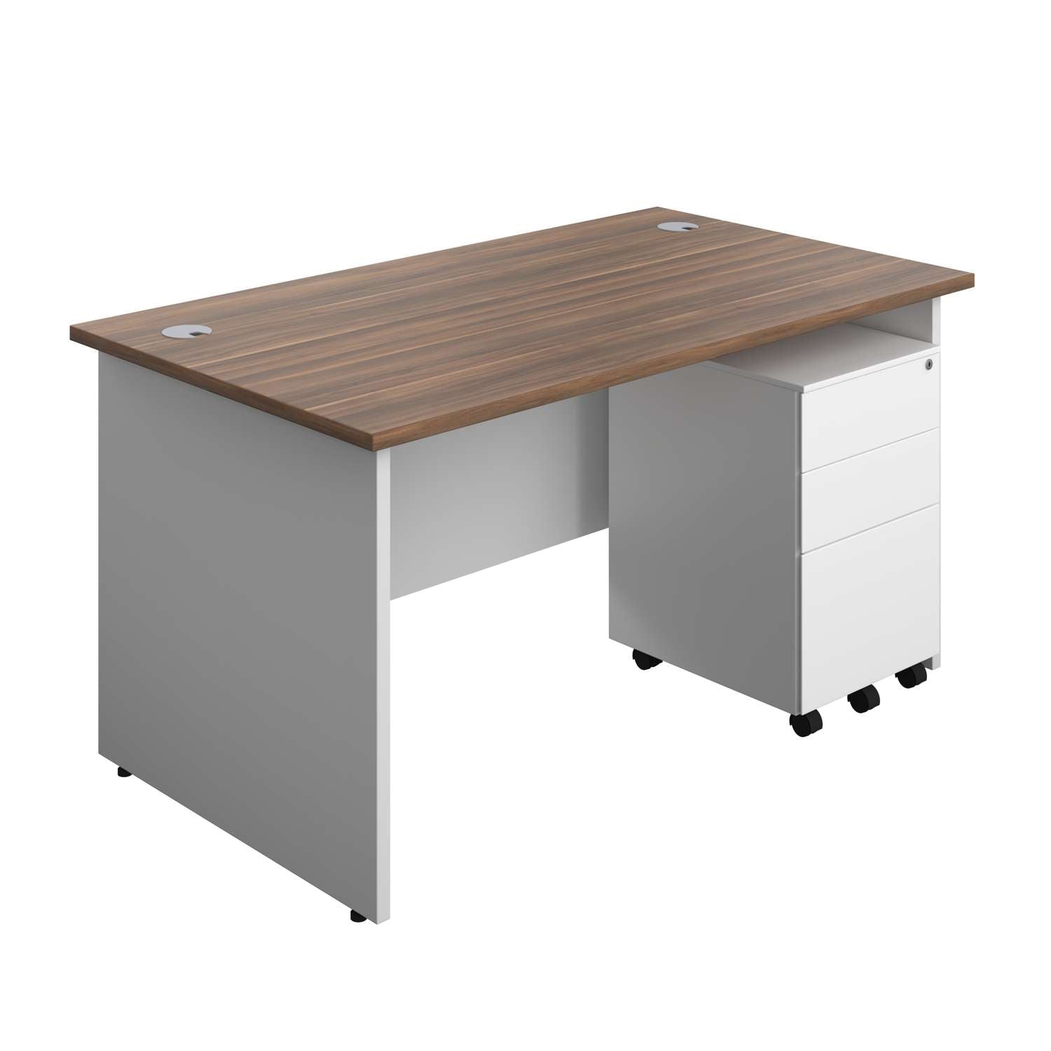 Panel Plus Rectangular Desk + 3 Drawer Steel Pedestal Bundle (FSC)