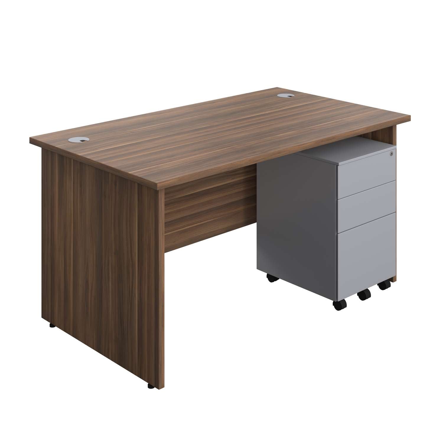 Panel Rectangular Desk + 3 Drawer Steel Pedestal Bundle (FSC)