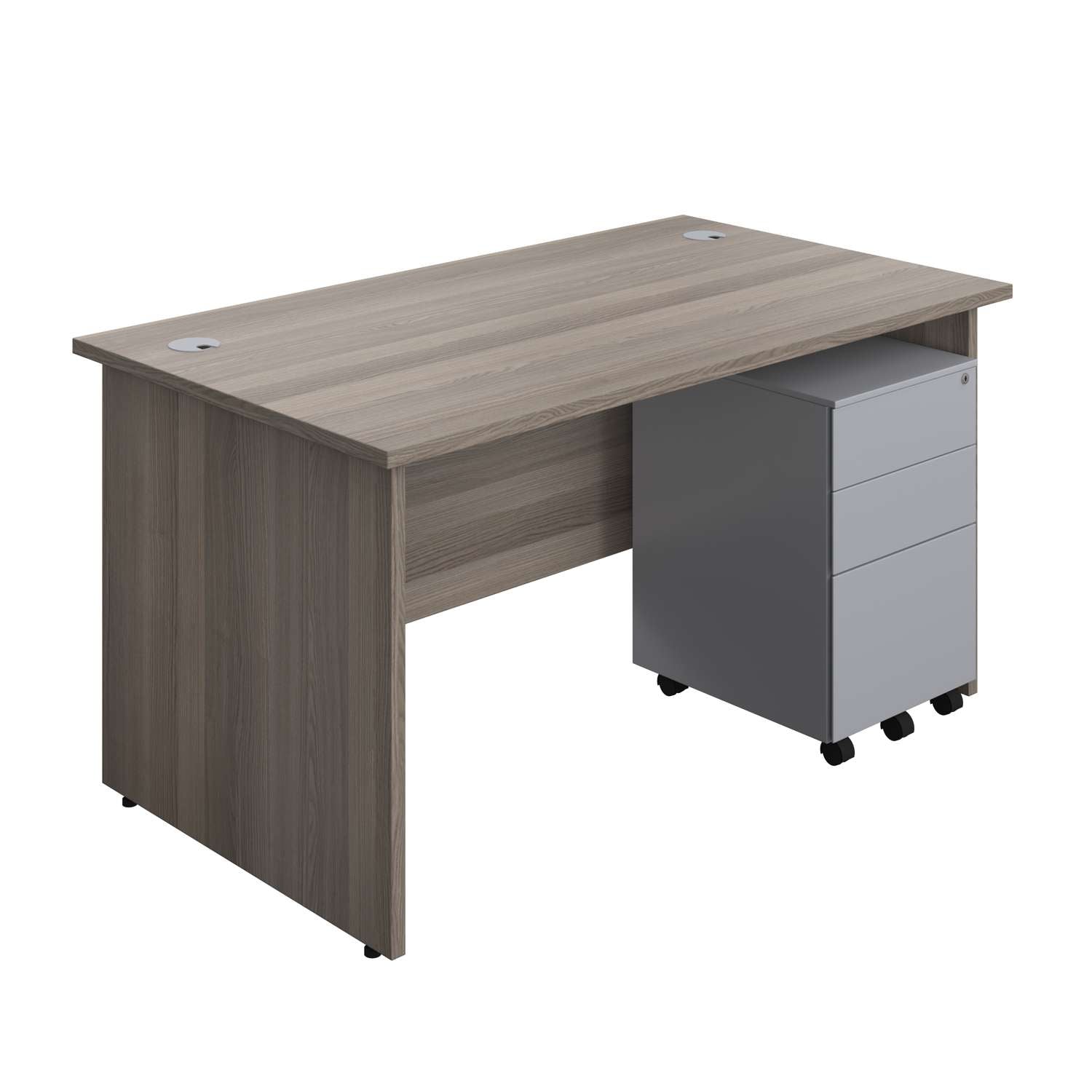 Panel Rectangular Desk + 3 Drawer Steel Pedestal Bundle (FSC)