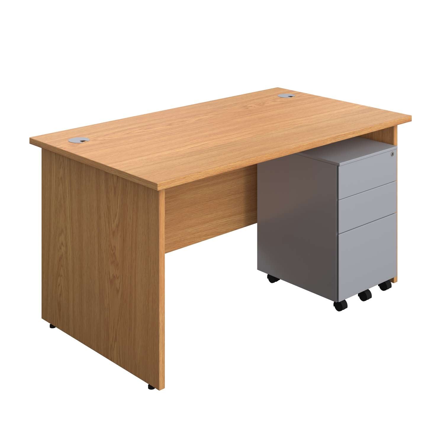 Panel Rectangular Desk + 3 Drawer Steel Pedestal Bundle (FSC)