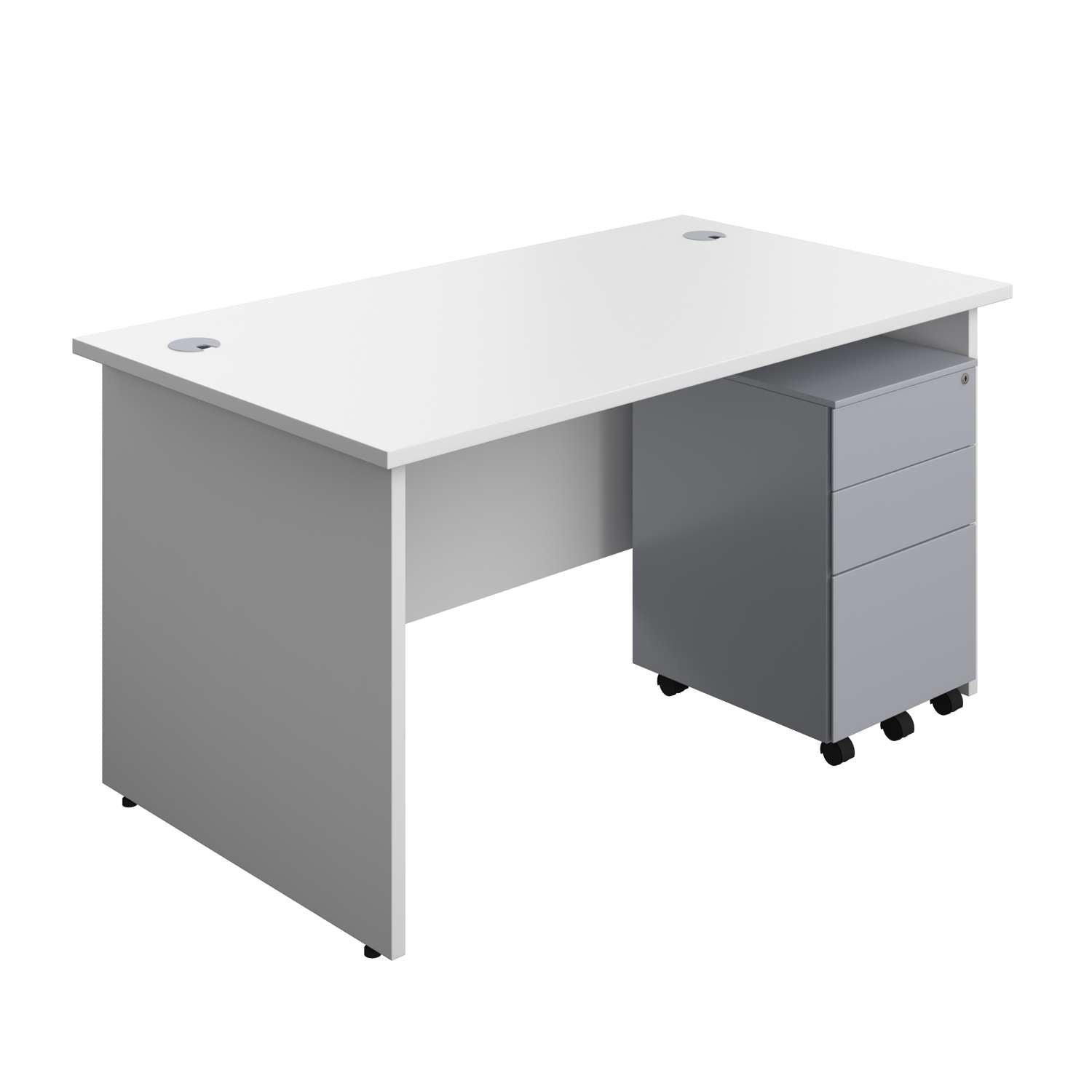 Panel Rectangular Desk + 3 Drawer Steel Pedestal Bundle (FSC)