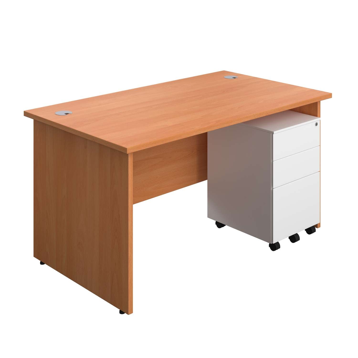 Panel Rectangular Desk + 3 Drawer Steel Pedestal Bundle (FSC)