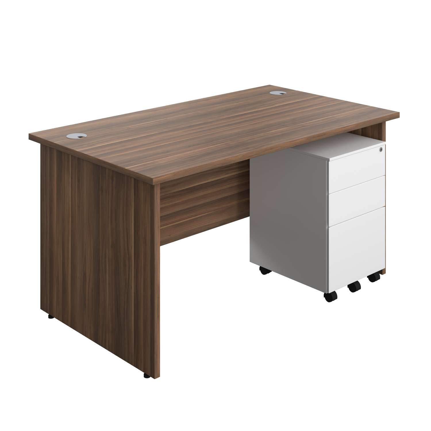 Panel Rectangular Desk + 3 Drawer Steel Pedestal Bundle (FSC)