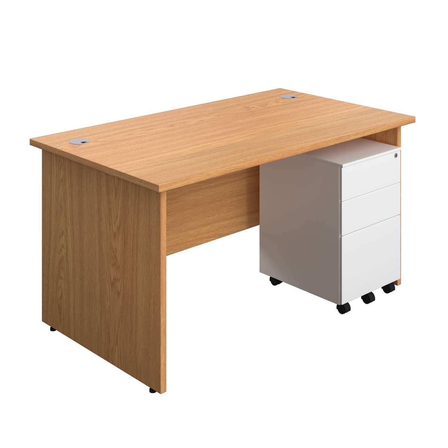 Panel Rectangular Desk + 3 Drawer Steel Pedestal Bundle (FSC)