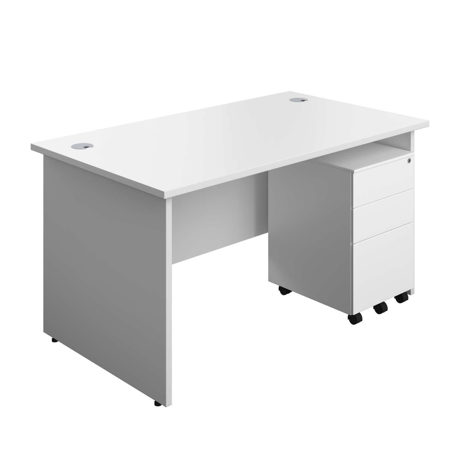 Panel Rectangular Desk + 3 Drawer Steel Pedestal Bundle (FSC)