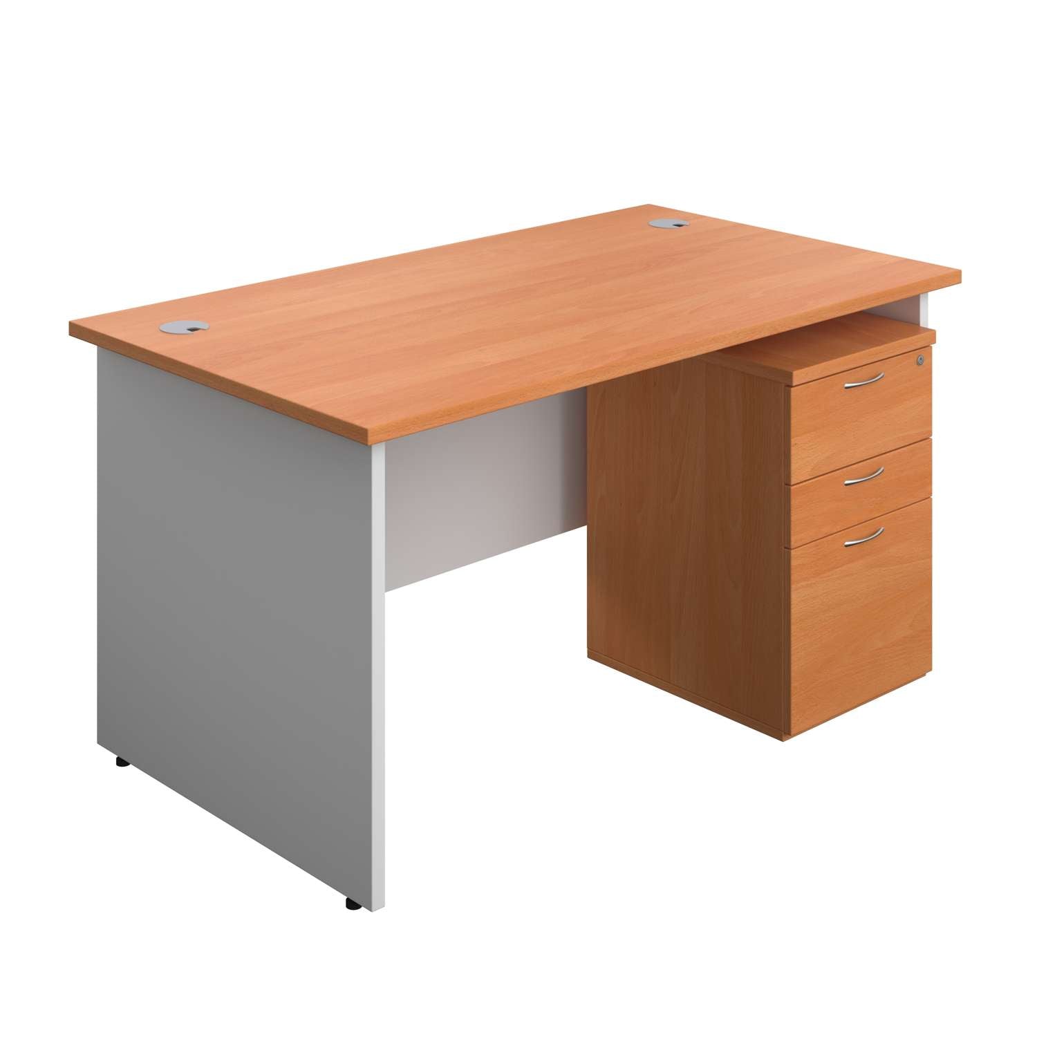 Panel Plus Rectangular Desk + 3 Drawer Under Desk Pedestal Bundle (FSC)