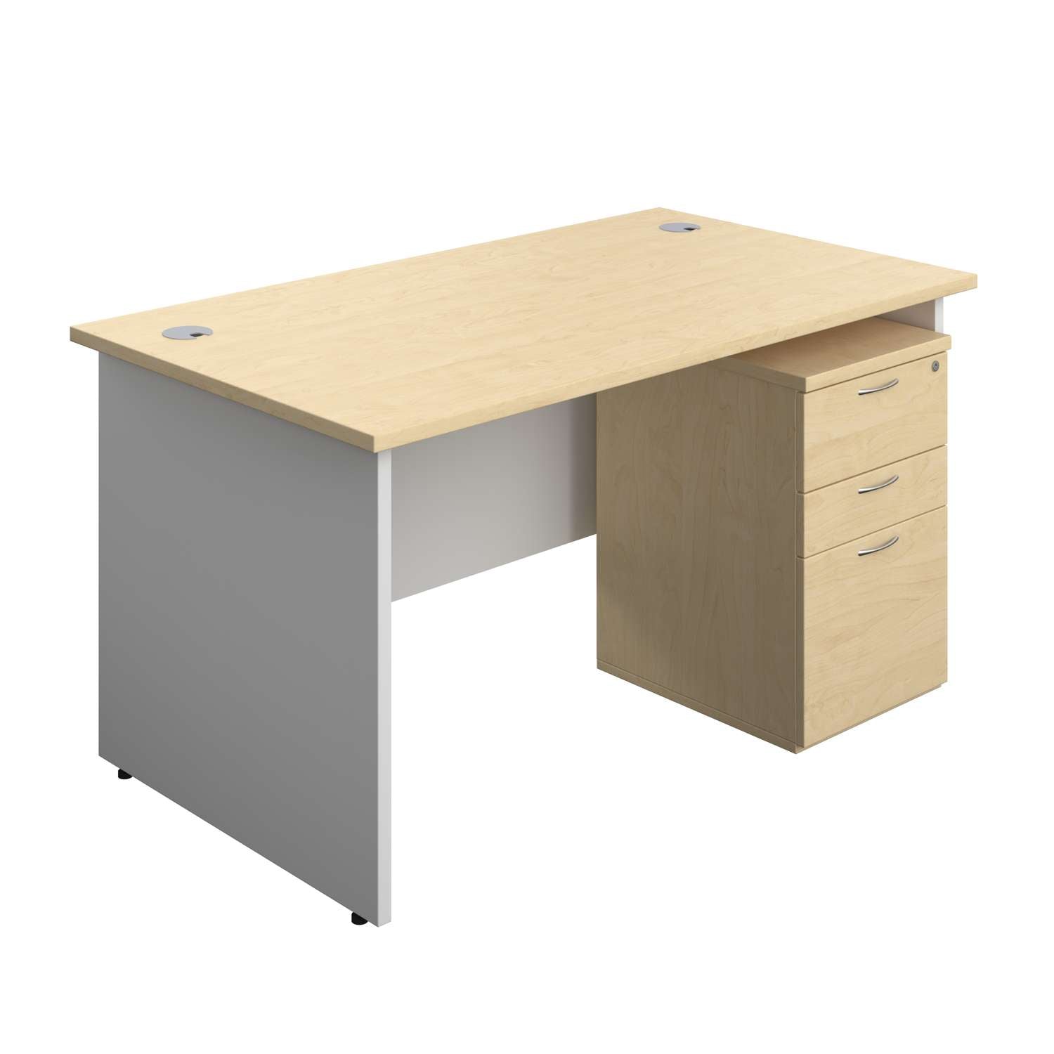 Panel Plus Rectangular Desk + 3 Drawer Under Desk Pedestal Bundle (FSC)