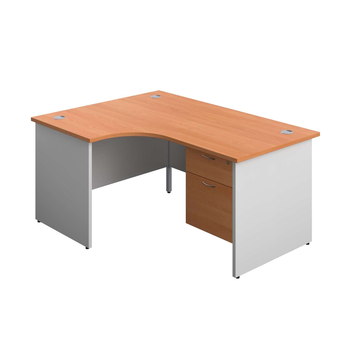 Panel Plus Left Radial Desk + 2 Drawer Fixed Pedestal Bundle (FSC)