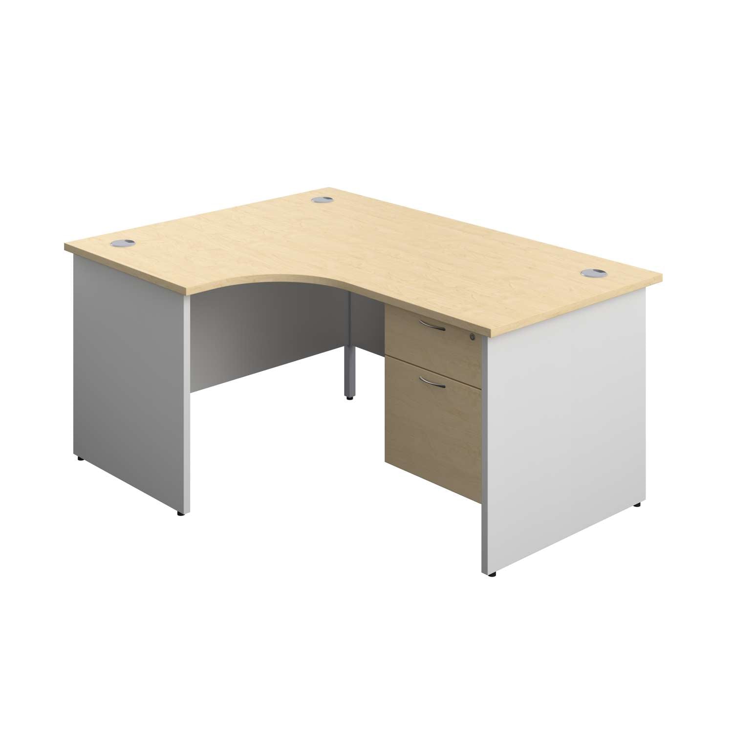 Panel Plus Left Radial Desk + 2 Drawer Fixed Pedestal Bundle (FSC)