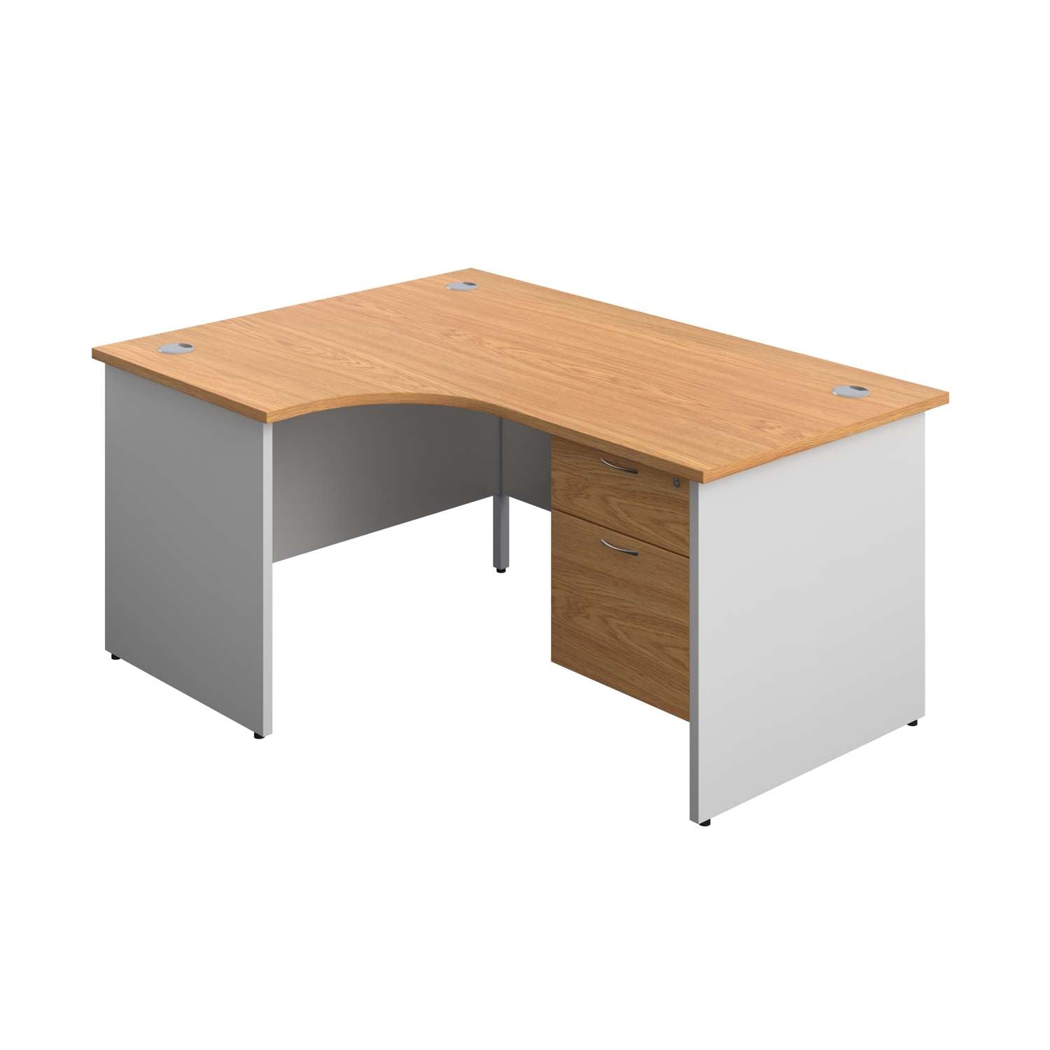 Panel Plus Left Radial Desk + 2 Drawer Fixed Pedestal Bundle (FSC)