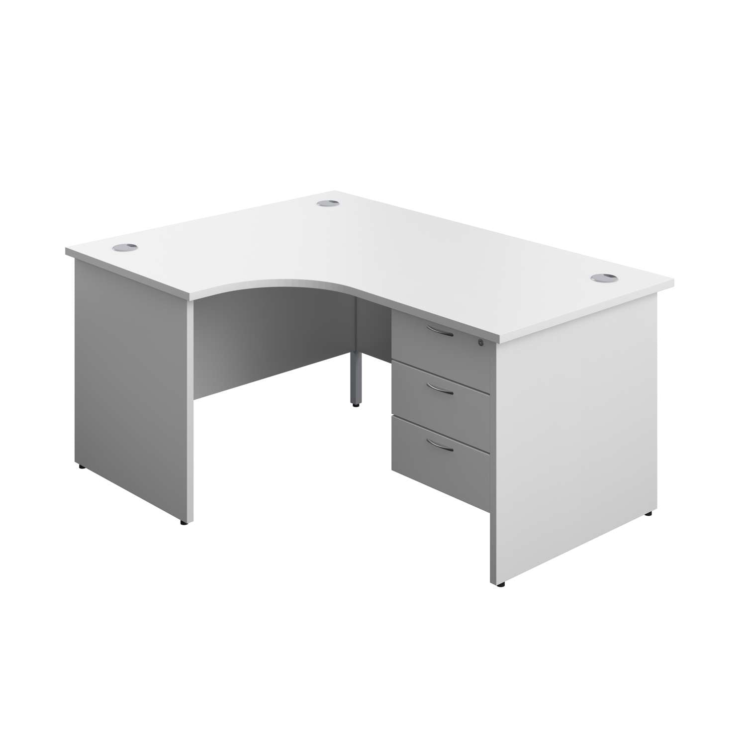 Panel Left Hand Radial Desk + 3 Drawer Fixed Pedestal Bundle (FSC)