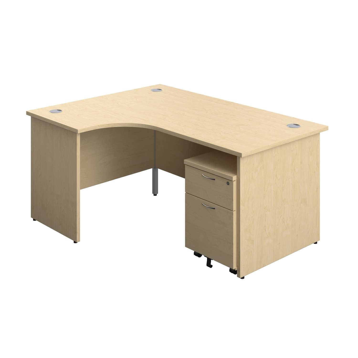 Panel Left Hand Radial Desk + 2 Drawer Mobile Pedestal Bundle (FSC)