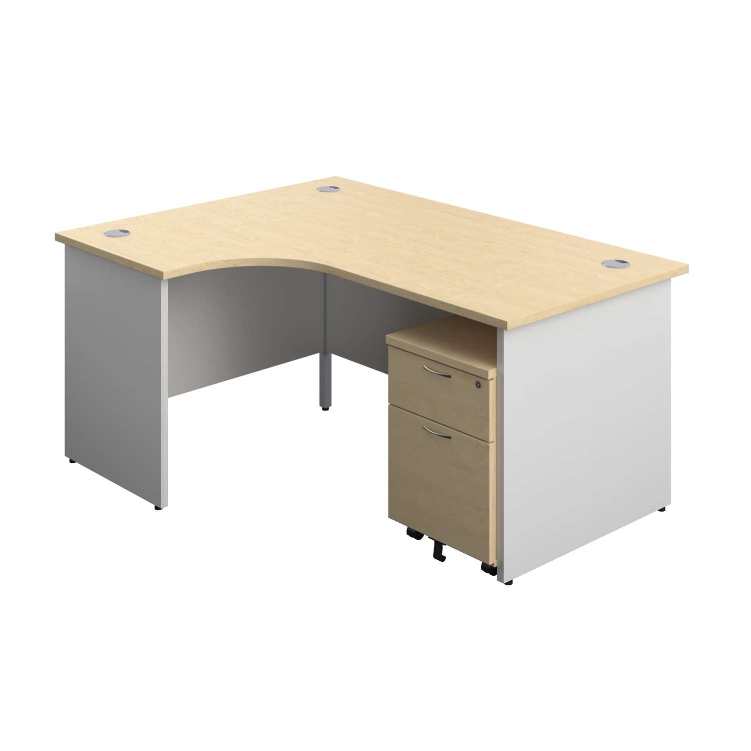 Panel Plus Left Radial Desk + 2 Drawer Mobile Pedestal Bundle (FSC)