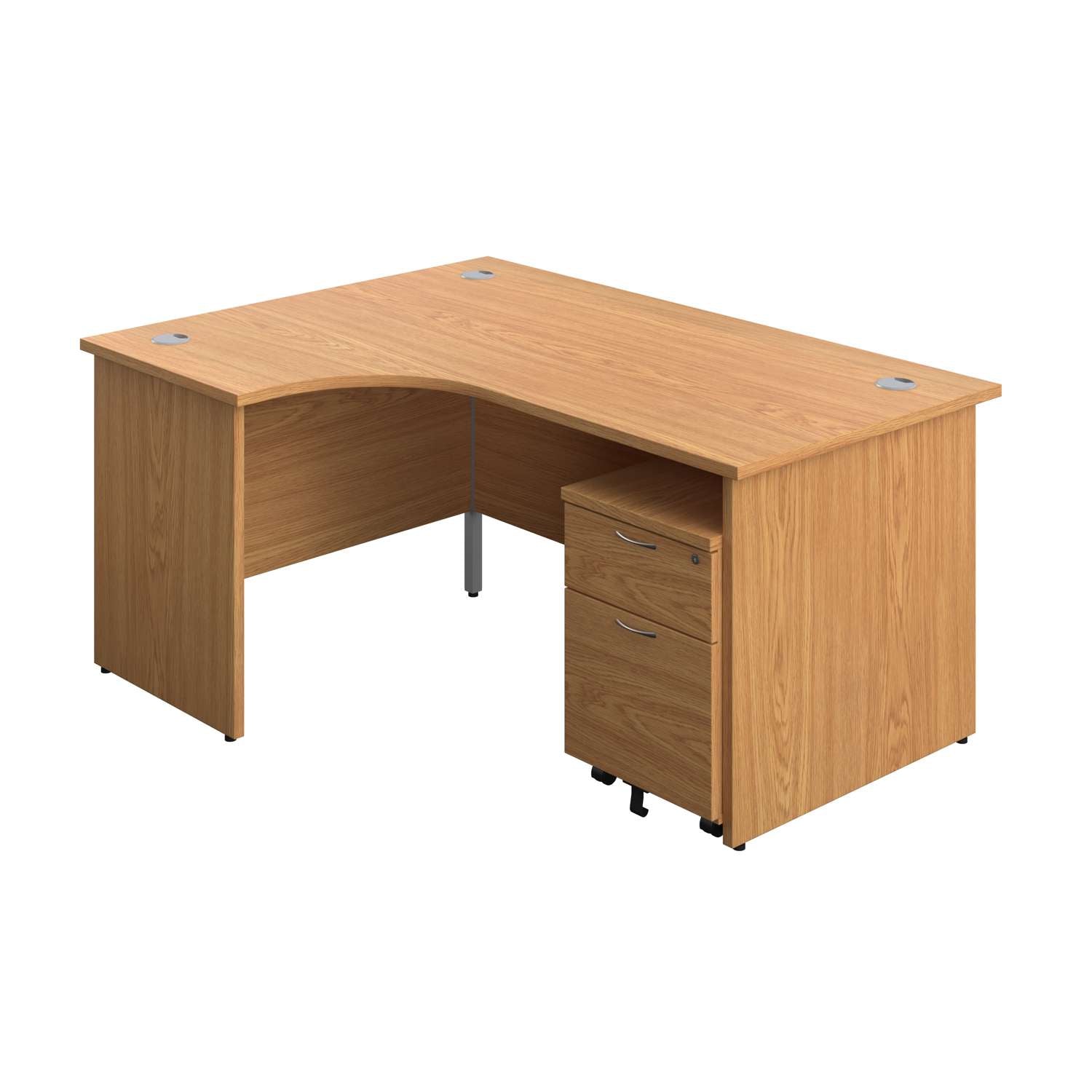 Panel Left Hand Radial Desk + 2 Drawer Mobile Pedestal Bundle (FSC)