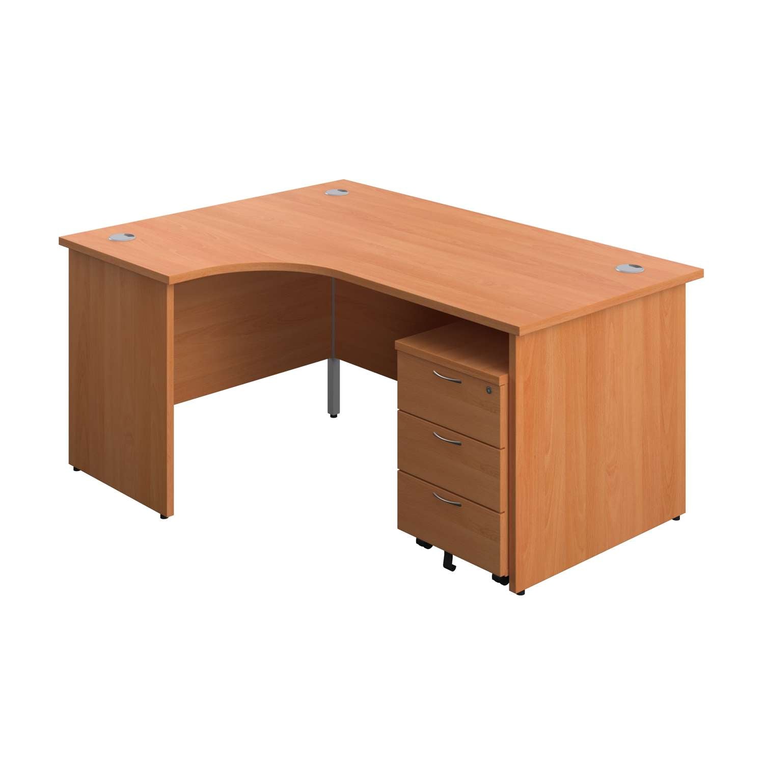 Panel Left Hand Radial Desk + 3 Drawer Mobile Pedestal Bundle (FSC)