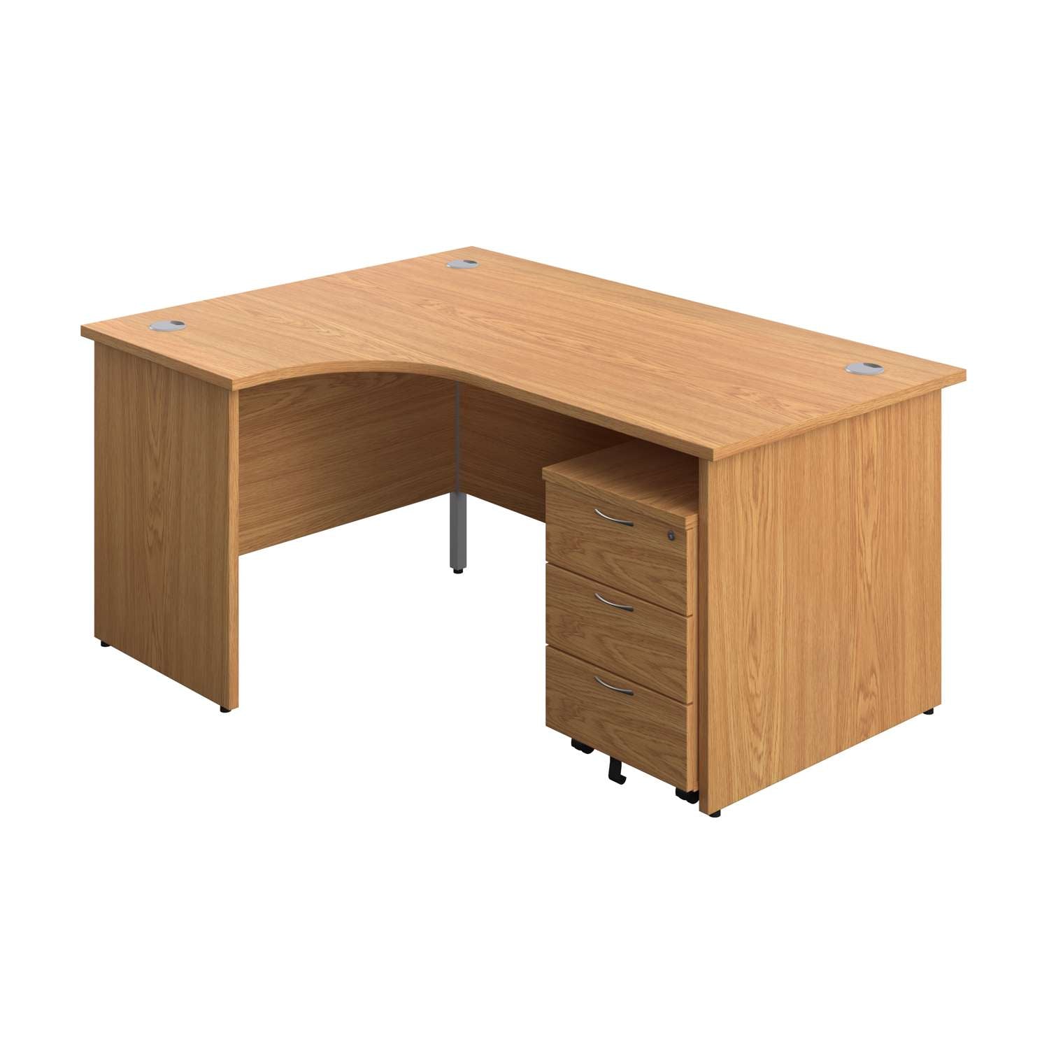 Panel Left Hand Radial Desk + 3 Drawer Mobile Pedestal Bundle (FSC)