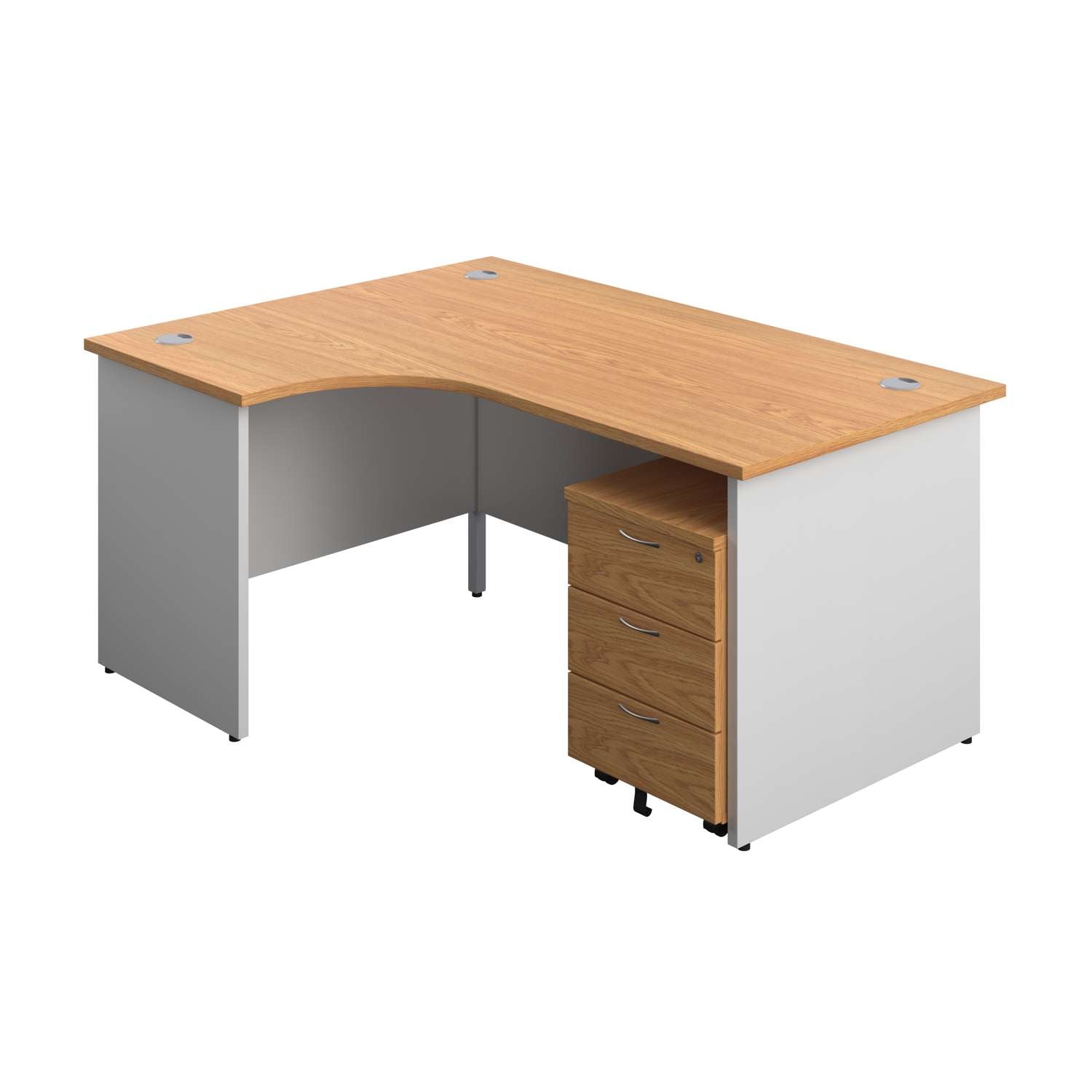 Panel Plus Left Radial Desk + 3 Drawer Mobile Pedestal Bundle (FSC)