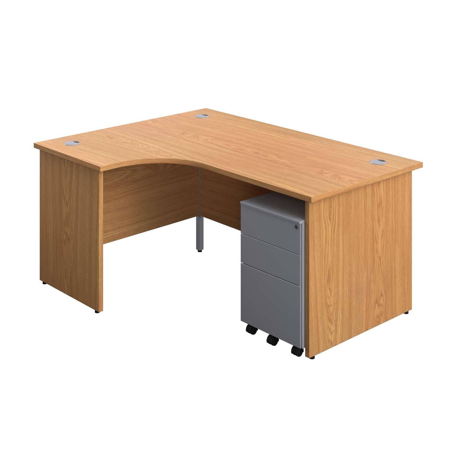 Panel Left Hand Radial Desk + 3 Drawer Steel Mobile Pedestal Bundle (FSC)