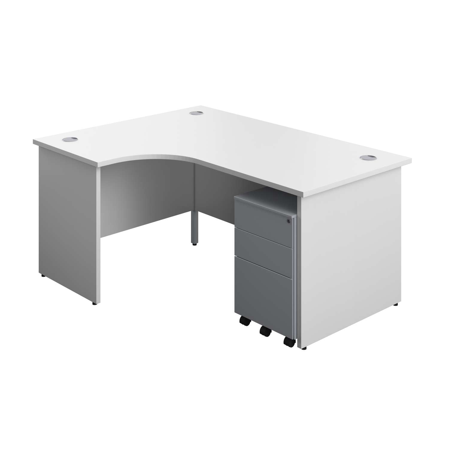 Panel Left Hand Radial Desk + 3 Drawer Steel Mobile Pedestal Bundle (FSC)