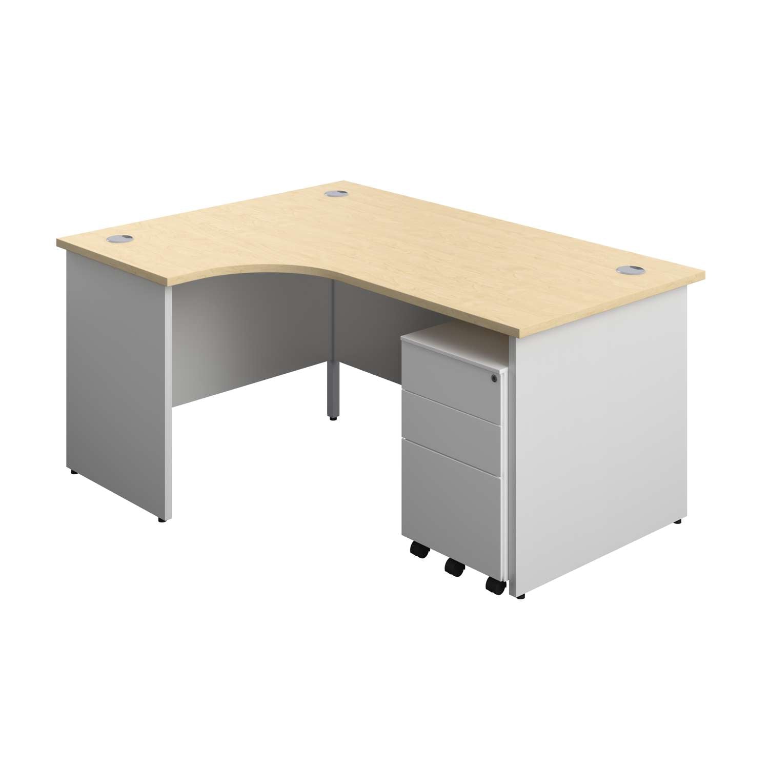 Panel Plus Left Radial Desk + 3 Drawer Steel Mobile Pedestal Bundle (FSC)