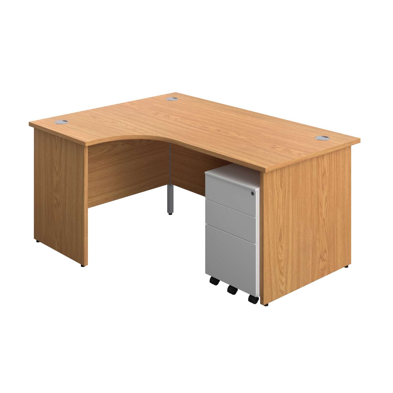 Panel Left Hand Radial Desk + 3 Drawer Steel Mobile Pedestal Bundle (FSC)