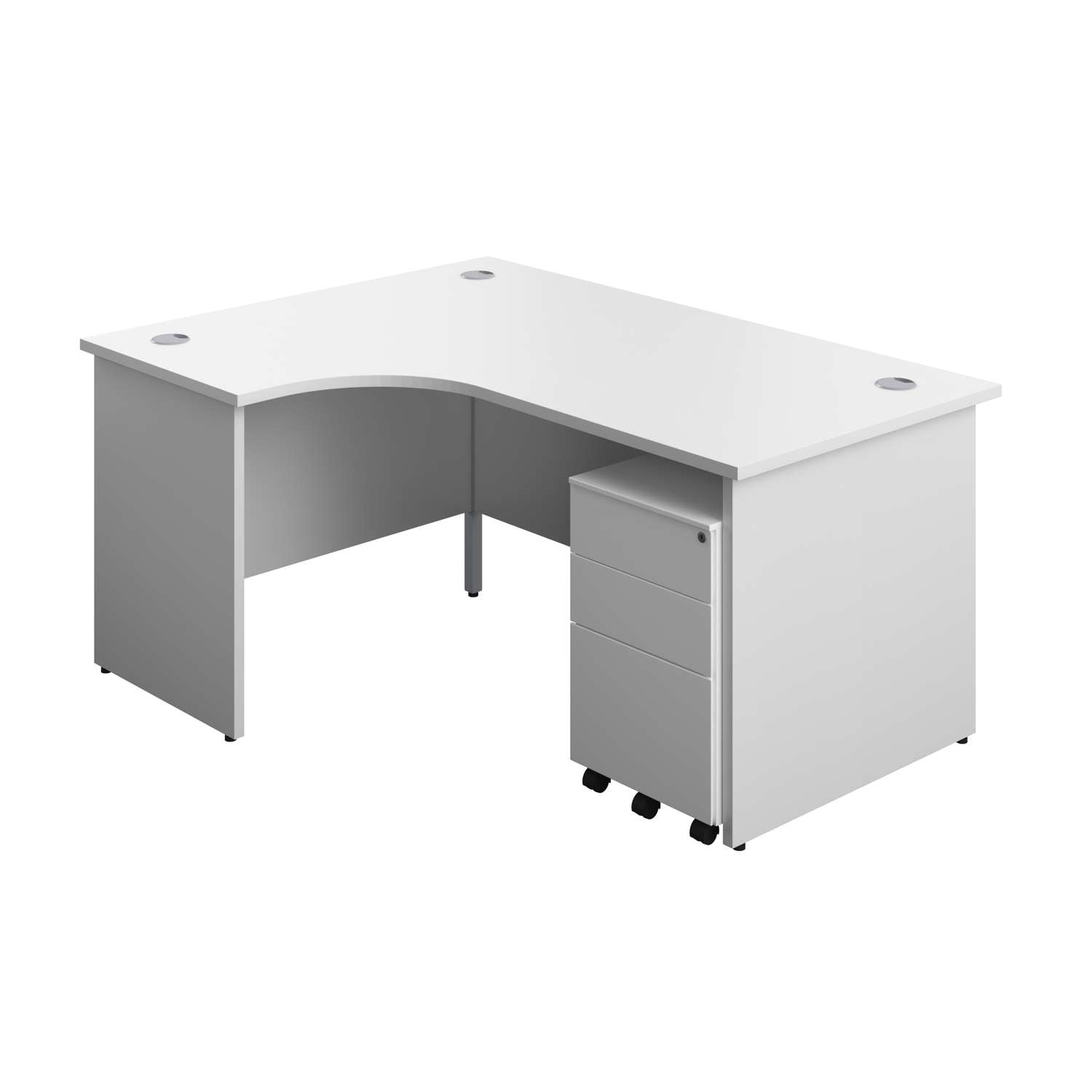 Panel Left Hand Radial Desk + 3 Drawer Steel Mobile Pedestal Bundle (FSC)