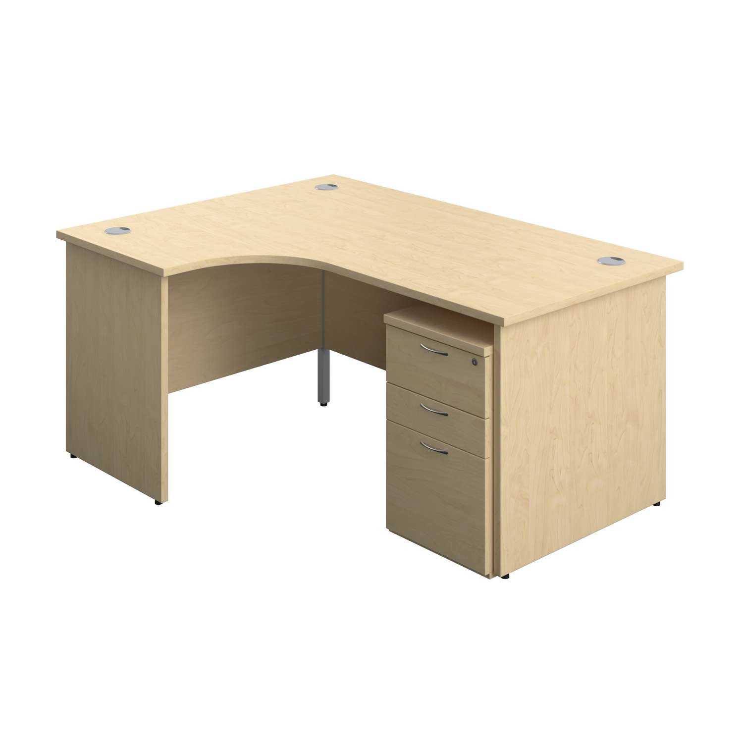 Panel Left Hand Radial Desk + 3 Drawer Under Desk Pedestal Bundle (FSC)