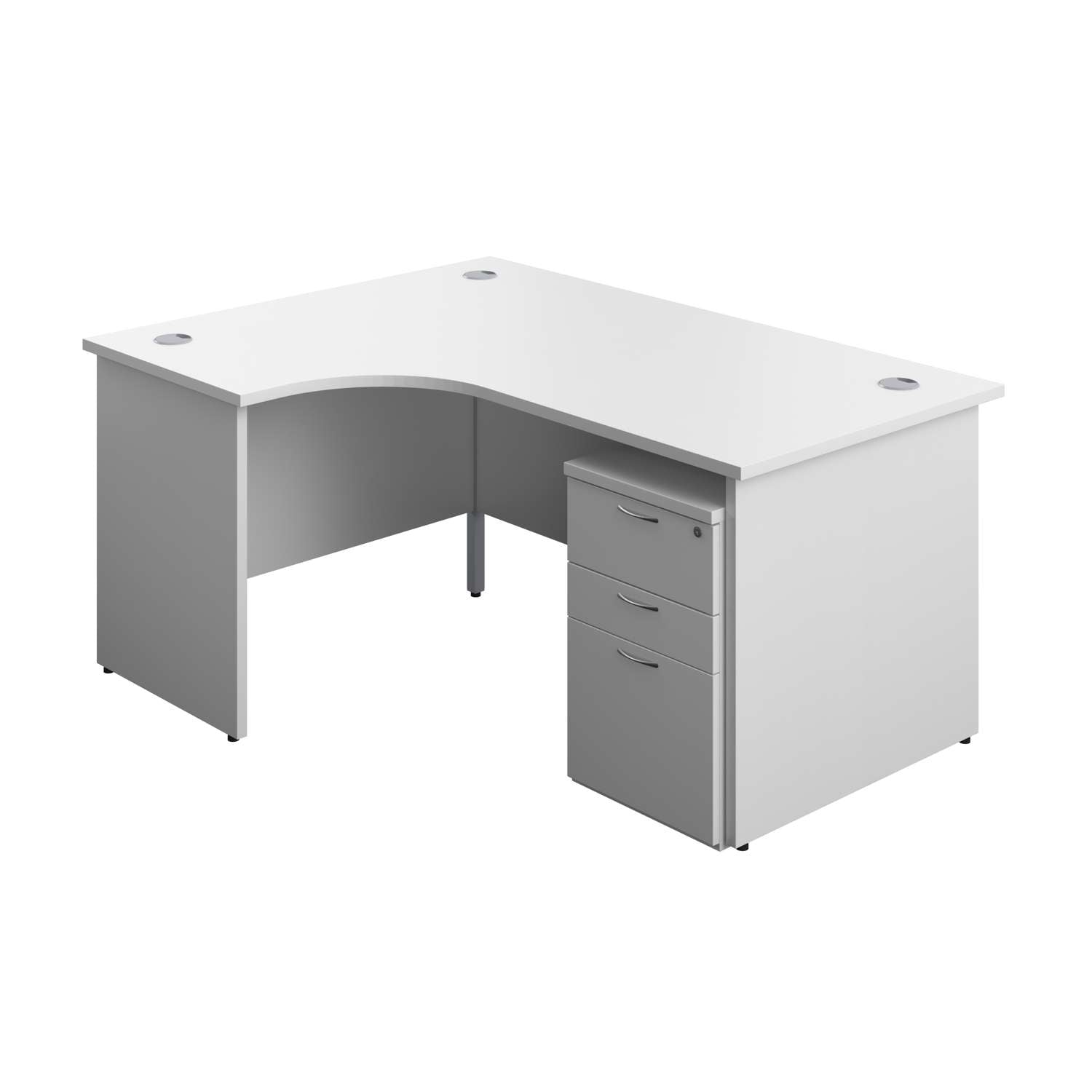 Panel Left Hand Radial Desk + 3 Drawer Under Desk Pedestal Bundle (FSC)