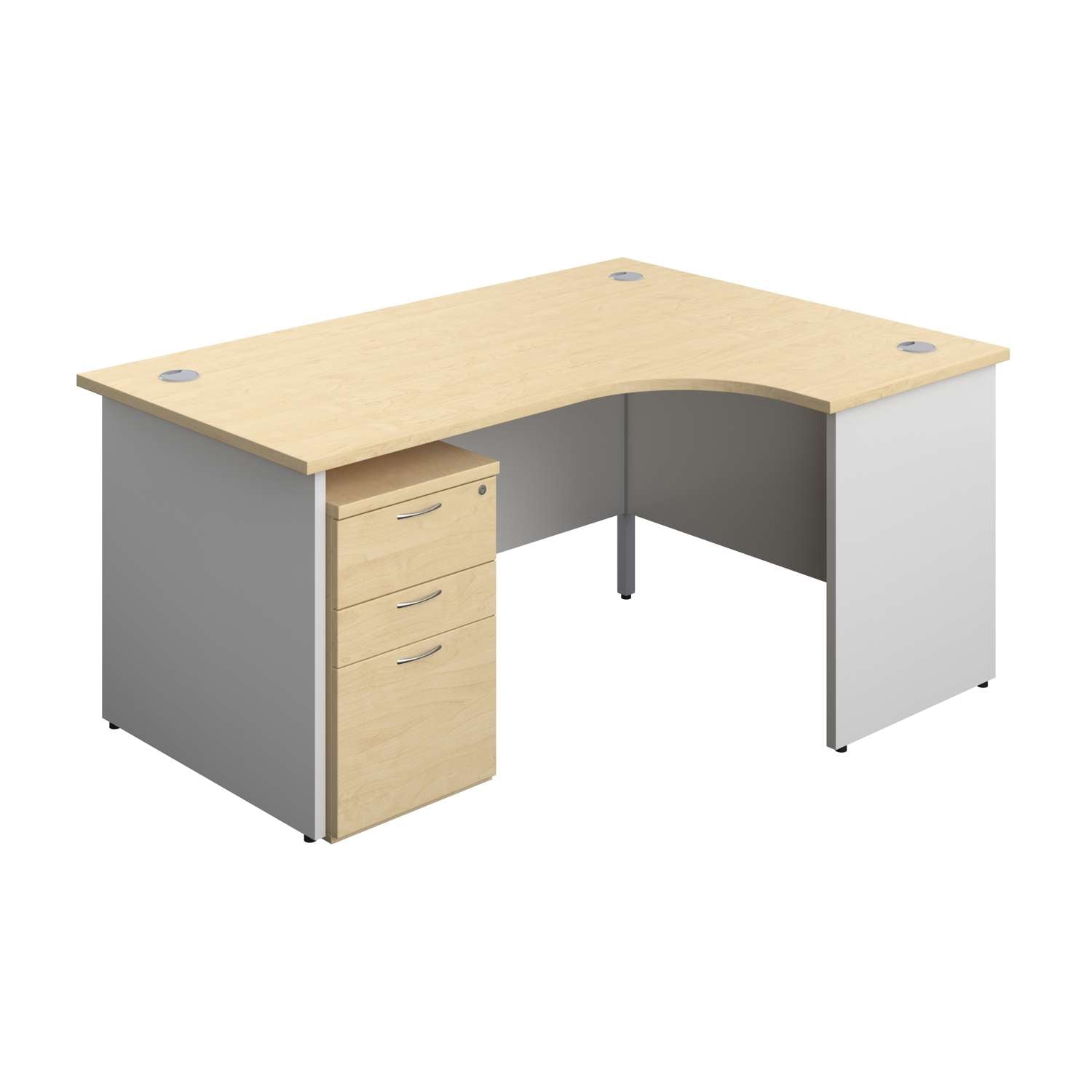 Panel Plus Right Radial Desk + 3 Drawer High Mobile Pedestal Bundle (FSC)