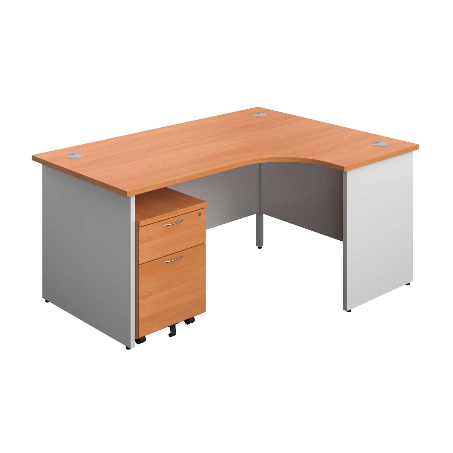 Panel Plus Right Radial Desk + 2 Drawer Mobile Pedestal Bundle (FSC)