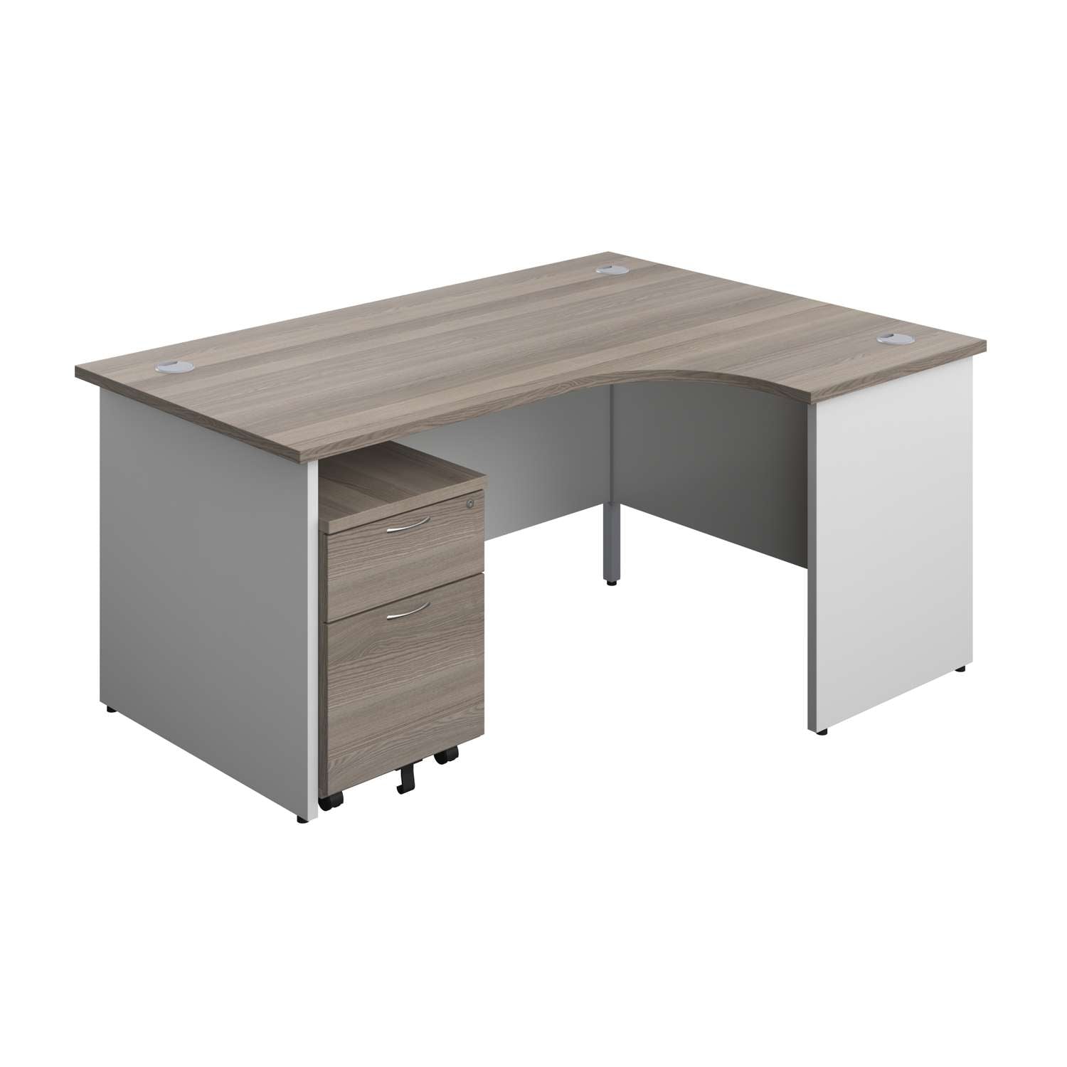 Panel Plus Right Radial Desk + 2 Drawer Mobile Pedestal Bundle (FSC)