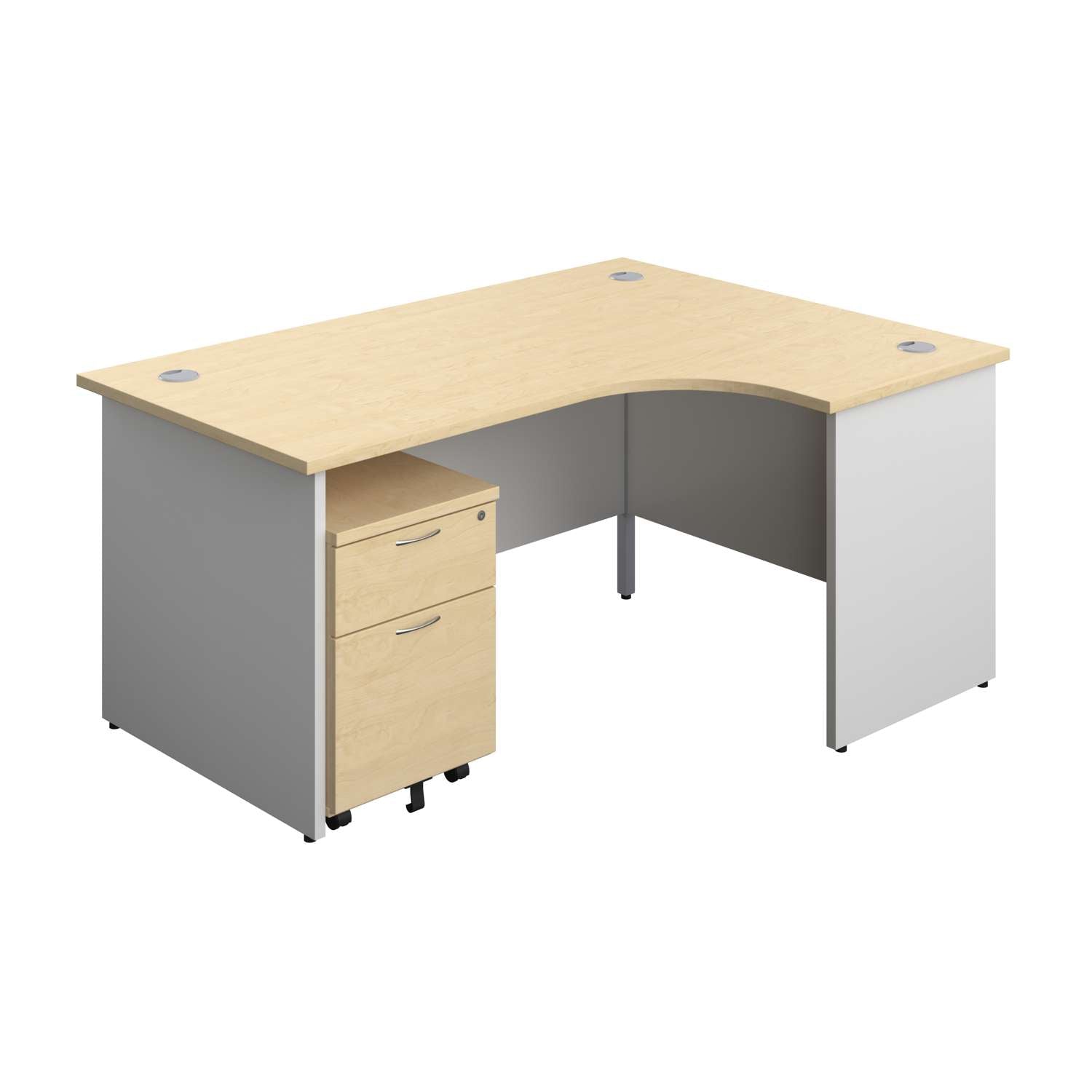 Panel Plus Right Radial Desk + 2 Drawer Mobile Pedestal Bundle (FSC)