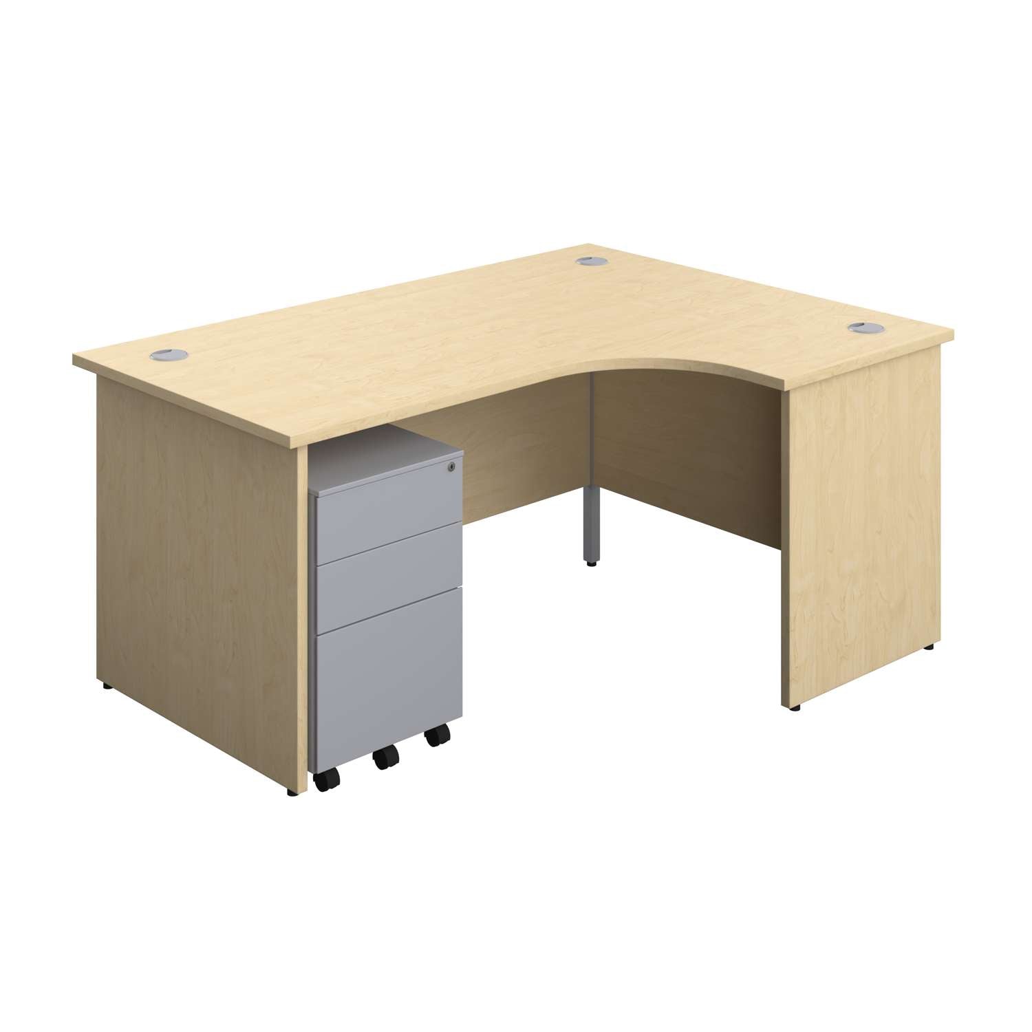 Panel Right Hand Radial Desk + 3 Drawer Steel Mobile Pedestal Bundle (FSC)