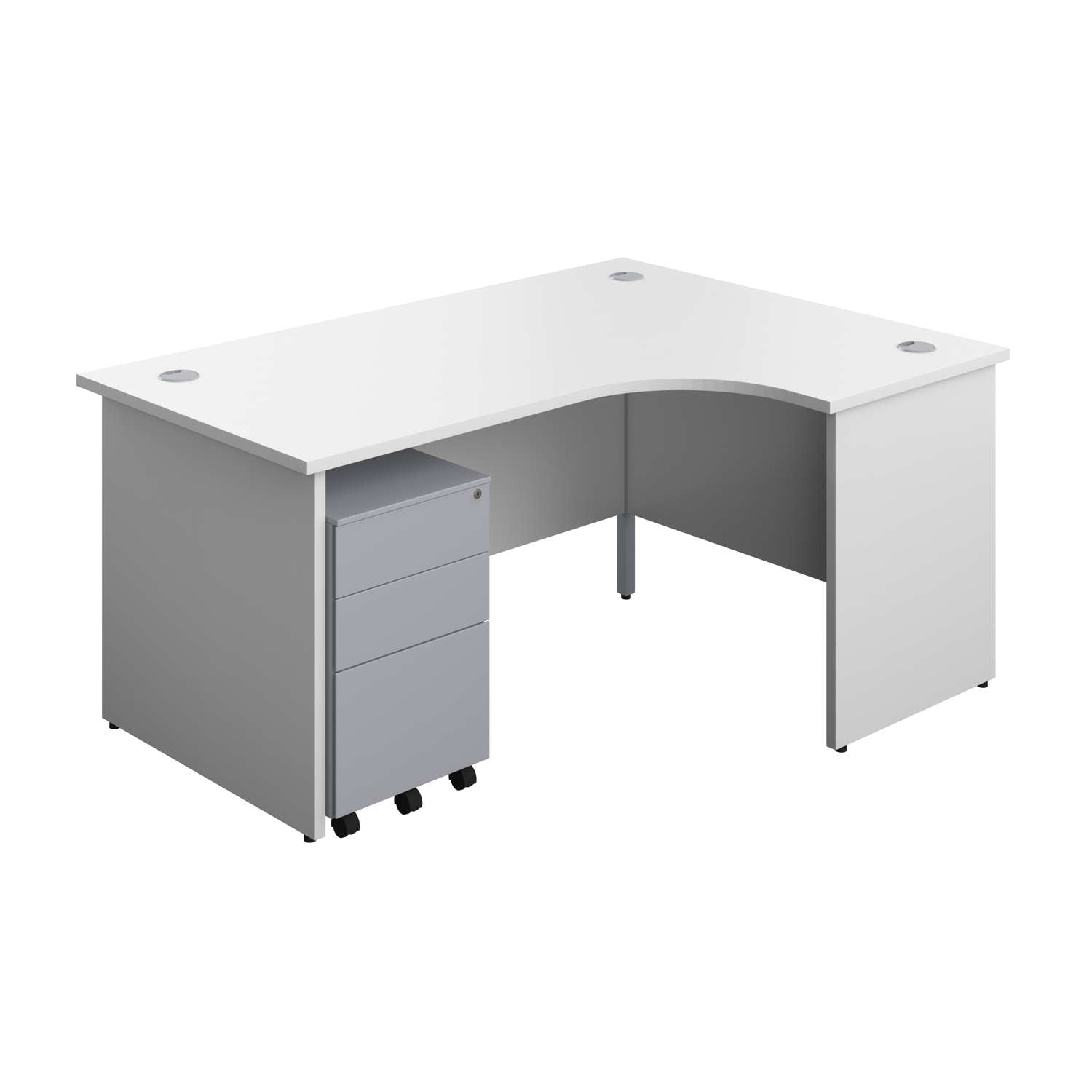 Panel Right Hand Radial Desk + 3 Drawer Steel Mobile Pedestal Bundle (FSC)