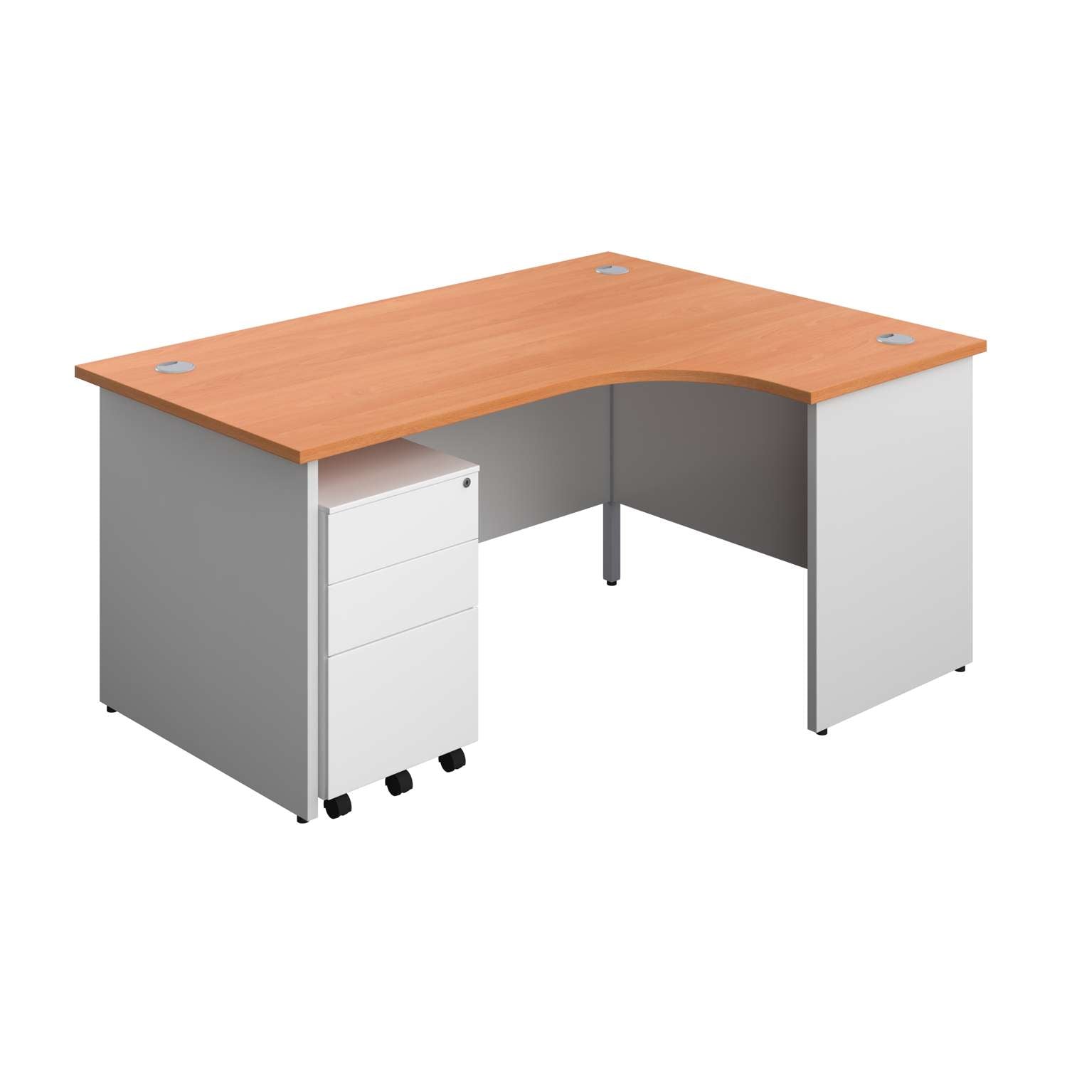 Panel Plus Right Radial Desk + 3 Drawer Steel Mobile Pedestal Bundle (FSC)