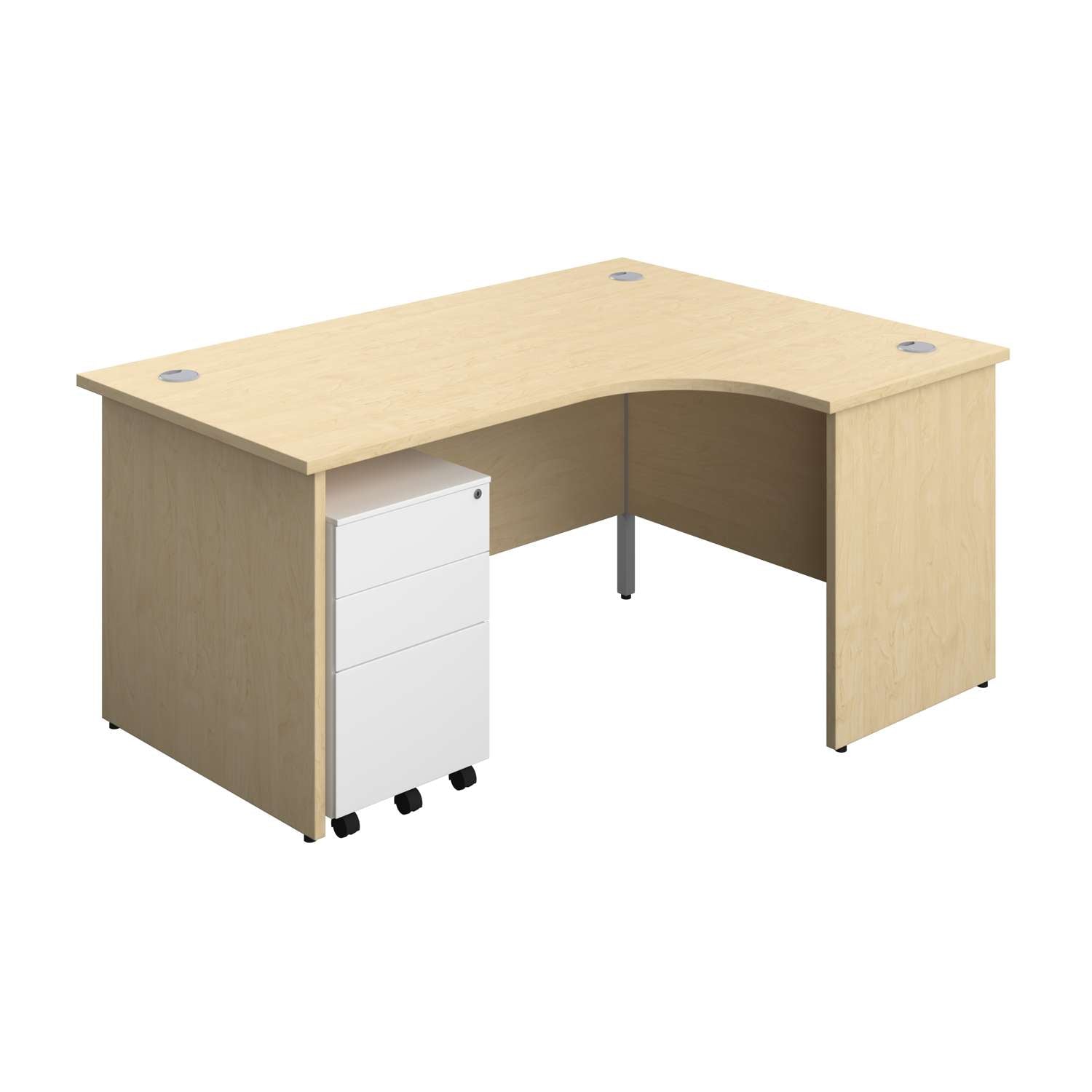 Panel Right Hand Radial Desk + 3 Drawer Steel Mobile Pedestal Bundle (FSC)