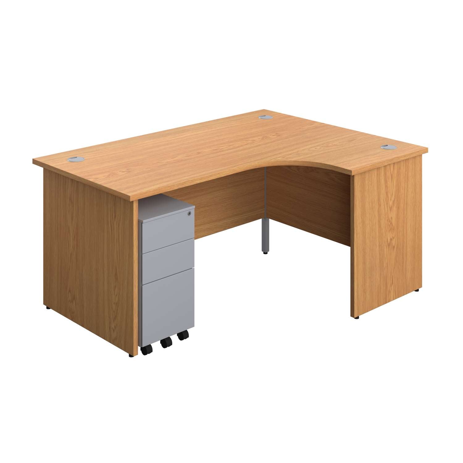 Panel Right Hand Radial Desk + 3 Drawer Slimline Steel Mobile Pedestal Bundle (FSC)