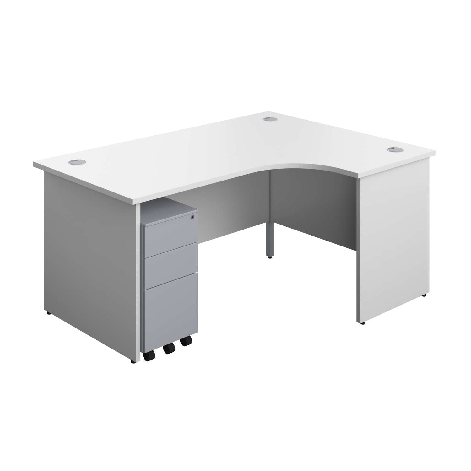 Panel Right Hand Radial Desk + 3 Drawer Slimline Steel Mobile Pedestal Bundle (FSC)